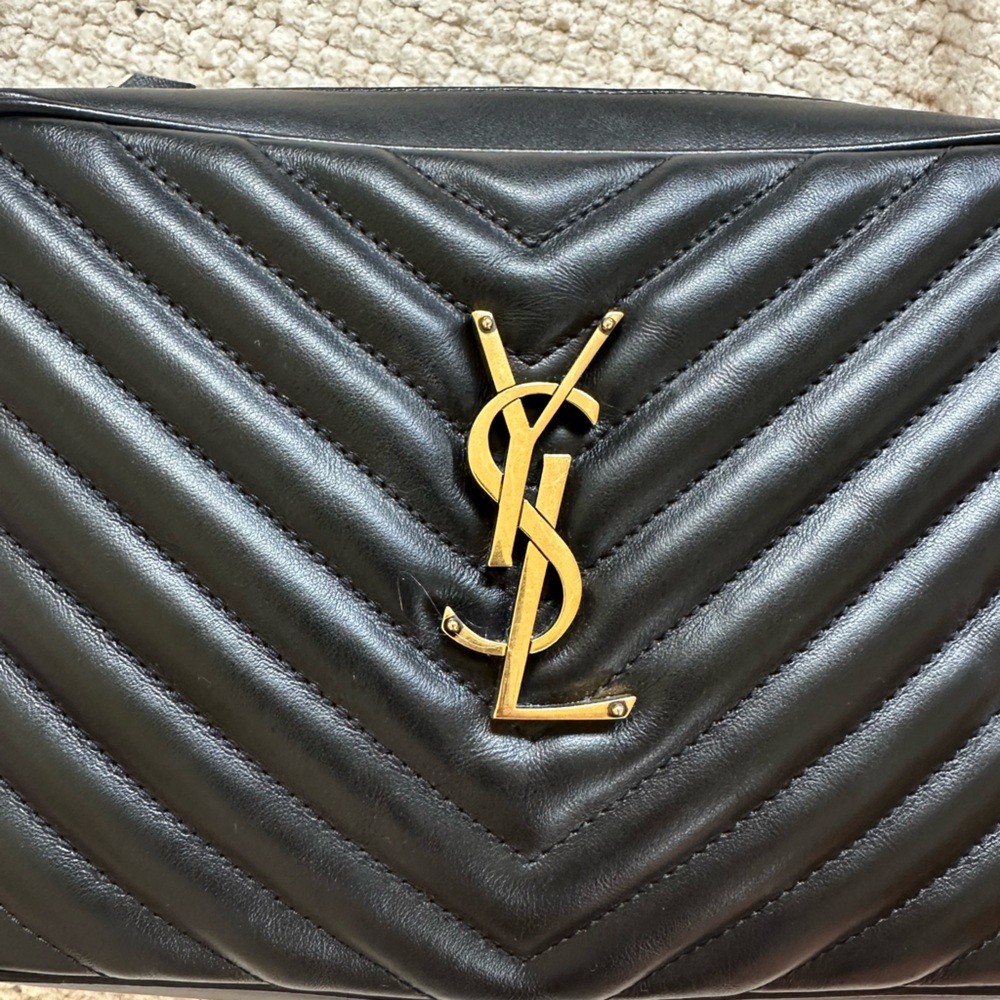 Yves Saint Laurent Black Quilted Lou Camera Crossbody with Gold Accents - Picture 2 of 6